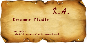 Kremmer Aladin névjegykártya